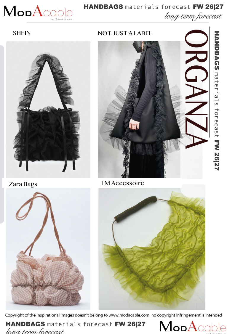AI 26/27 tendenza materiale borse Organza