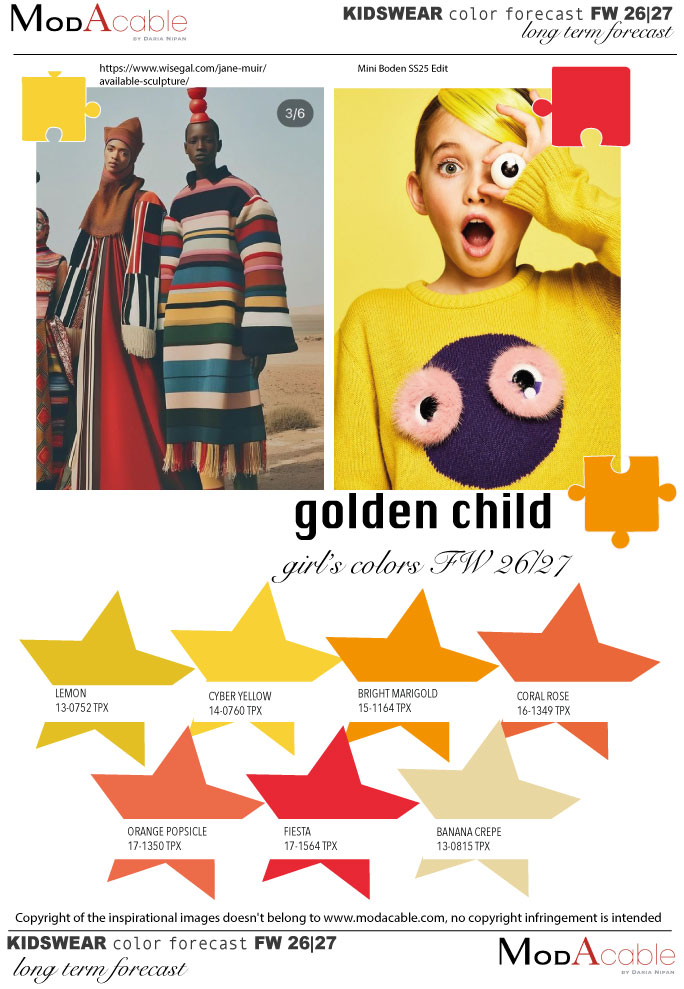 ОЗ 26/27 тренд цвета моды девочки Золотой ребенок