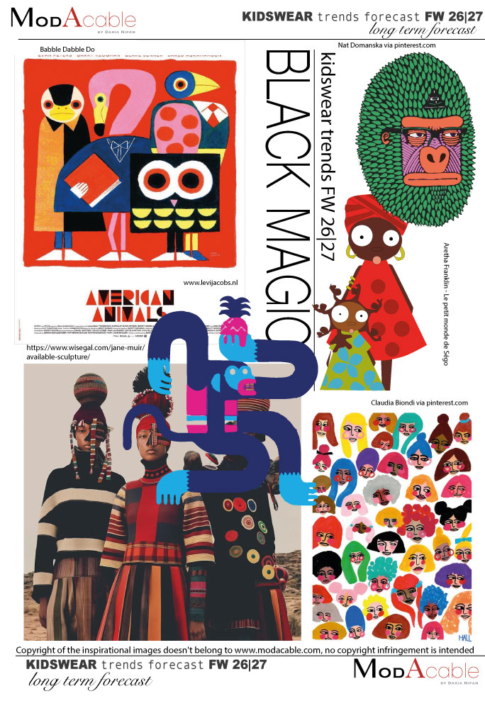 FW 26/27 girl's print trend Black magic