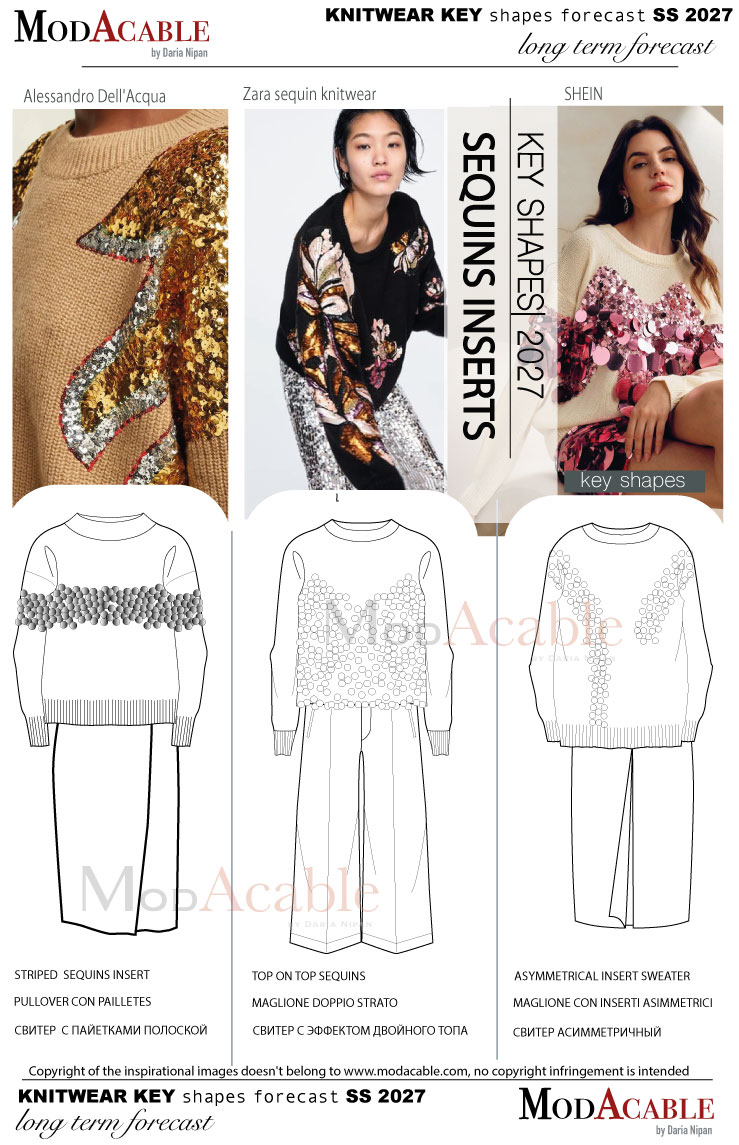 PE 27 silhouette maglieria Sequins insert