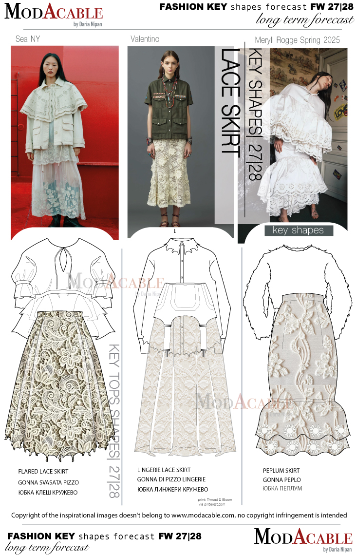 FW 27/28 women's fashion shape Lace skirt