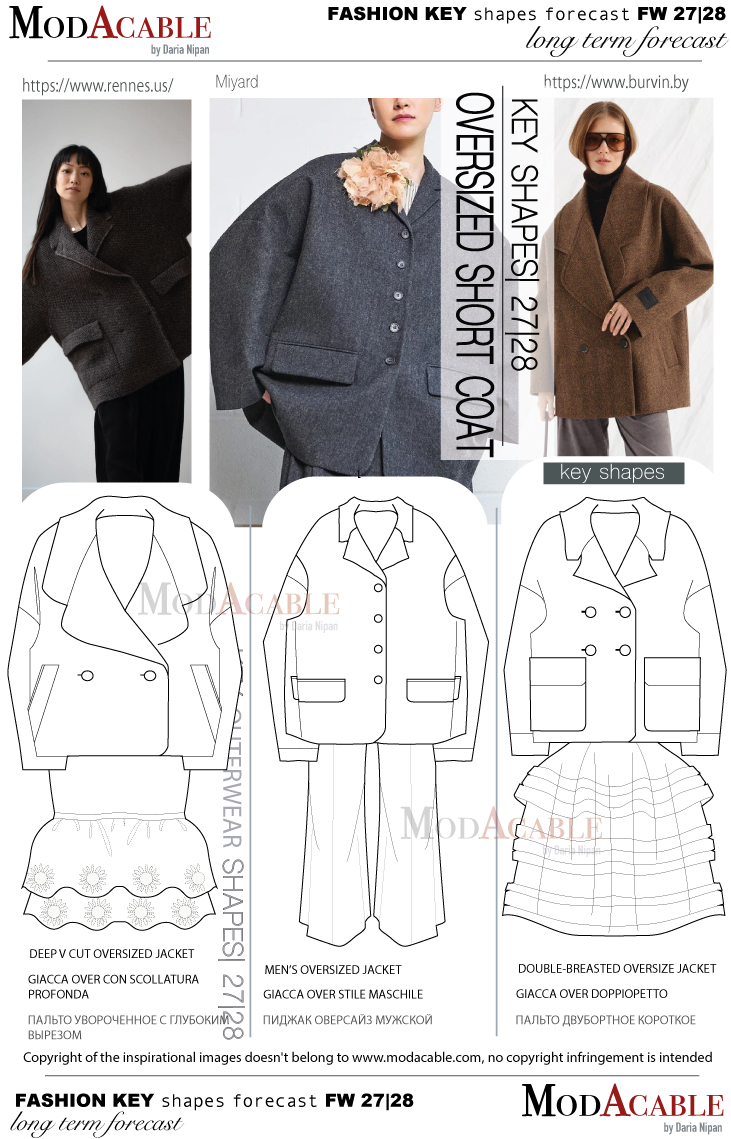 FW 27/28 women's fashion shape Oversized short coat