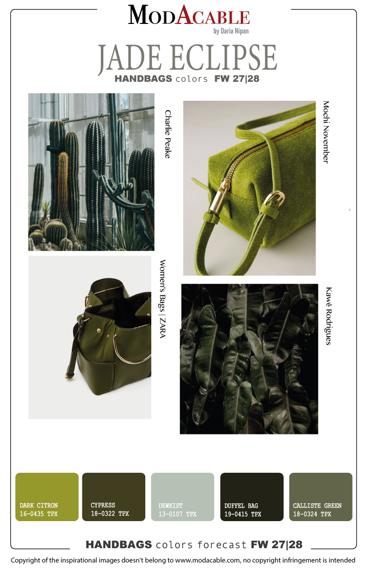 FW 27/28 handbags color trend Jade Eclipse