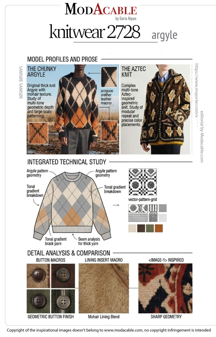 FW 27/28 men's key knitwear shape Argyle