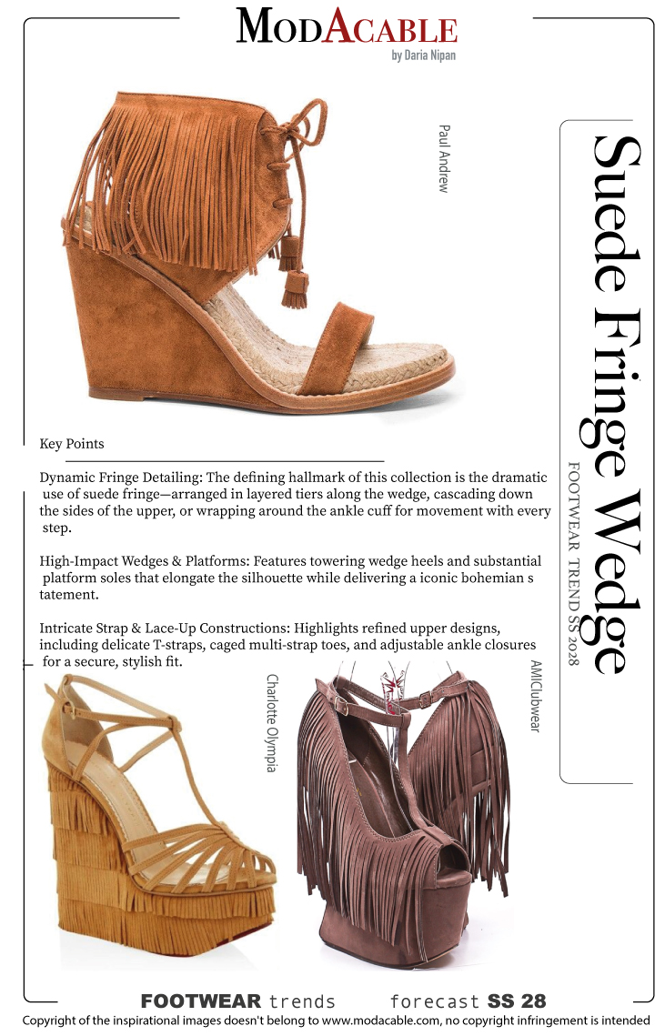footwear trend Suede Fringe Wedge